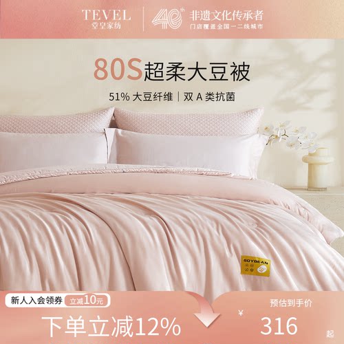 Tevel/堂皇全棉高端A类被子大豆纤维四季春秋被加厚冬被云朵被