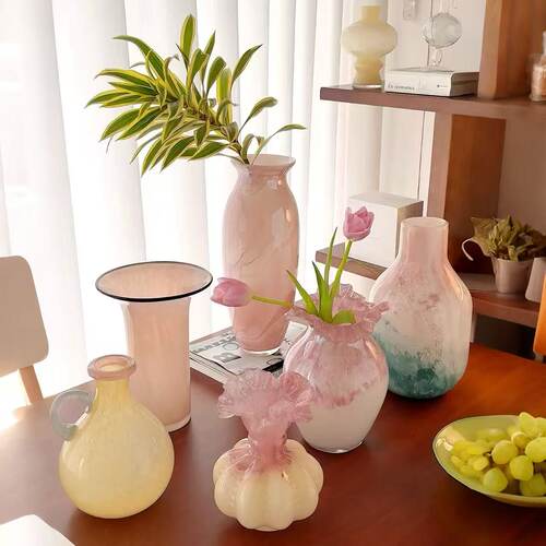 花本家x 手作琉璃花瓶｜设计师中古风格高氛围感家居软装花瓶