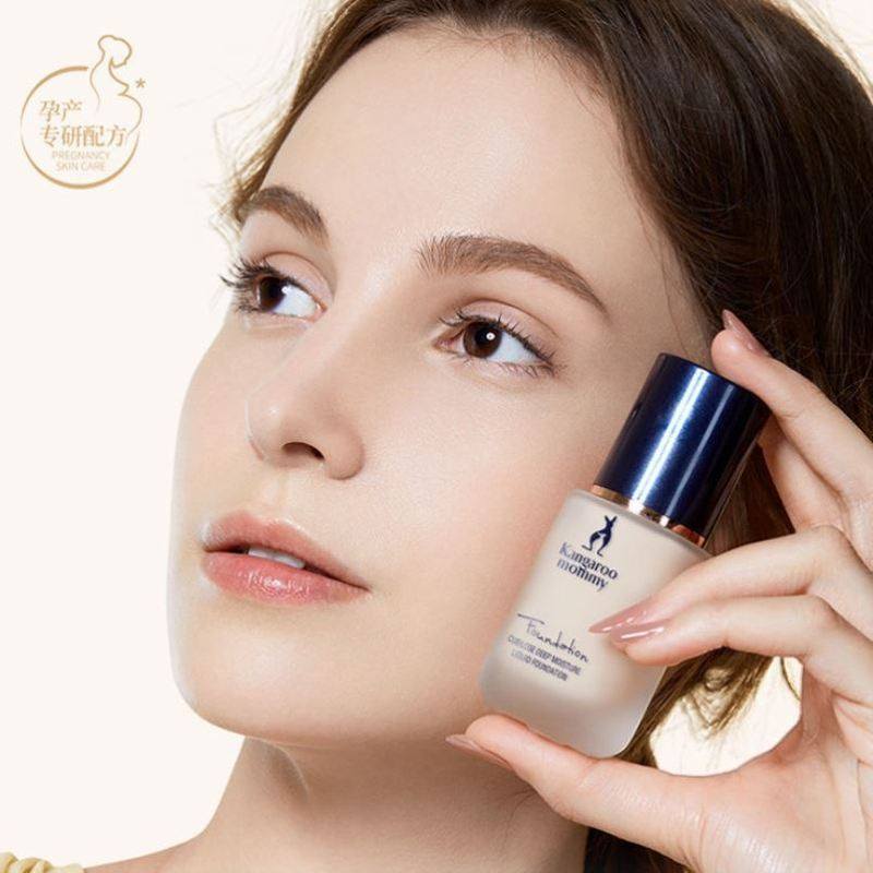 袋鼠妈妈准孕妇护肤品粉底液持久正品遮瑕保湿提亮肤色素颜霜控油