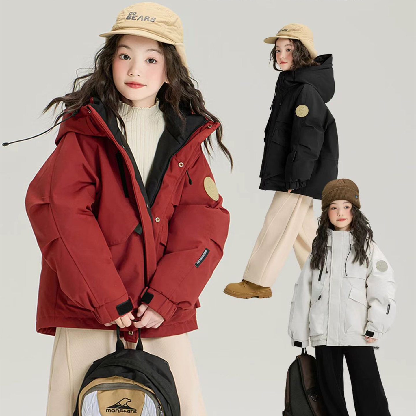 女童韩版休闲连帽棉服冬季新款