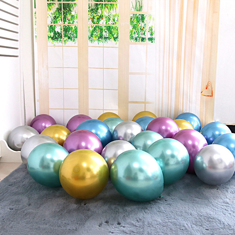 10寸加厚金属气球质感铬色乳胶气球生日活动房间派对布置拍照用品
