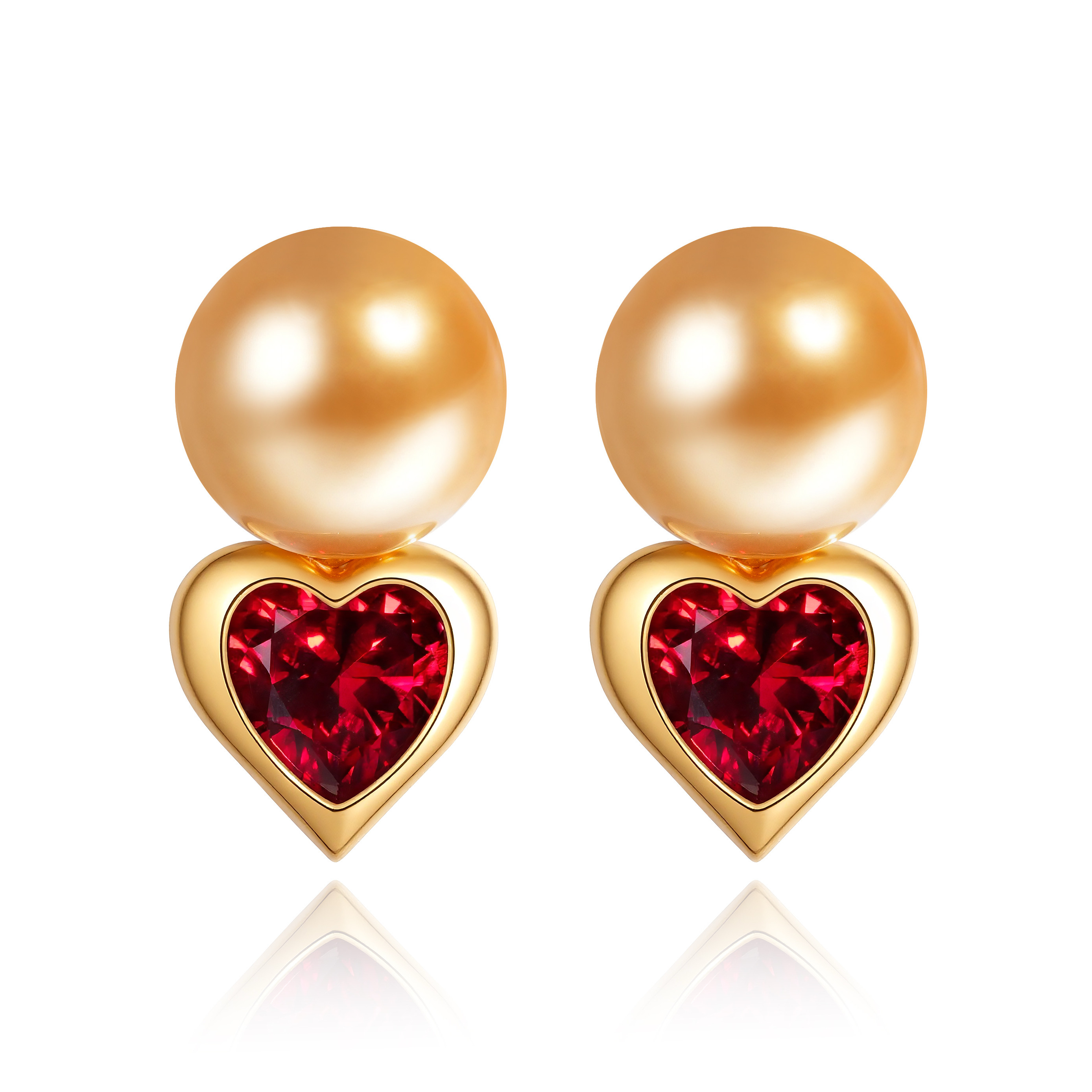 VISING珠宝培育红宝石爱心贝珠耳钉S925银【国检证书】,饰品/流行首饰/时尚饰品新,耳环,淘宝优惠券,粉丝福利购,淘宝优惠卷