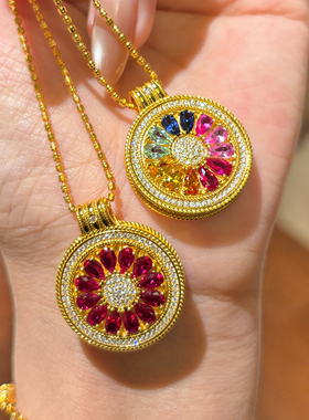 VISING《彩虹罗盘》培育蓝宝石红宝石两戴吊坠S925【国检证书】