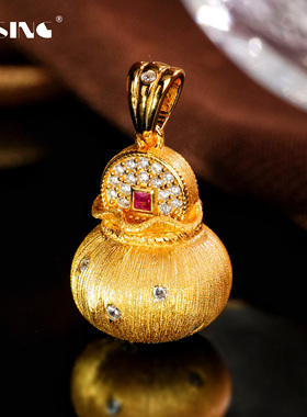 VISING珠宝黄金色手工拉丝小钱袋福袋吊坠项链锁骨链S925银