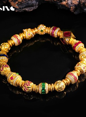 V姐推荐培育红宝石【金盘缠】黄金色多宝多巴胺手串S925