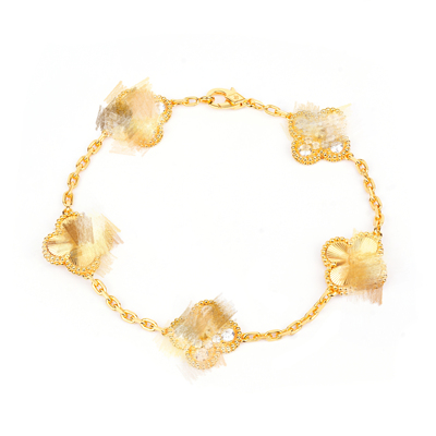 金色五花手链S925银厚镀真金12.5g左右