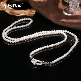 VISING珠宝回形扣深海贝珠百搭链项链锁骨链毛衣链S925银