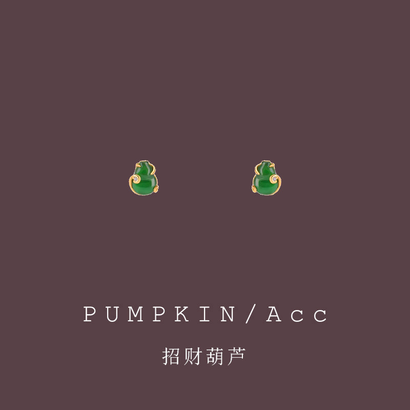【招财小葫芦】新中式复古绿色福禄耳钉新年过年耳饰小巧精致耳夹