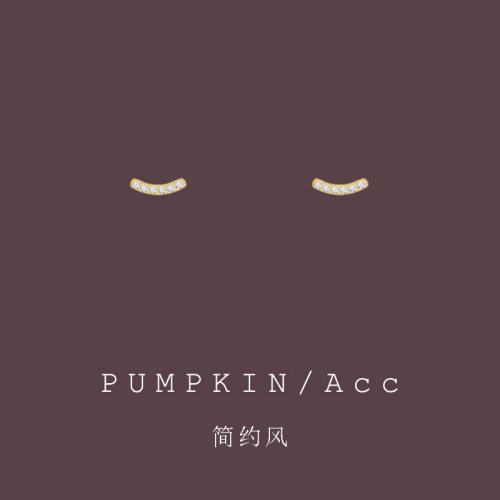简约风几何曲线镶钻U型树脂耳夹