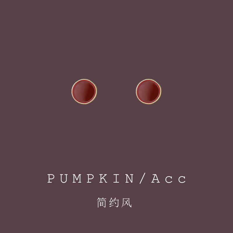 简约风酒红色圆形耳钉女小巧精致日常百搭新年耳饰过年气质小耳夹,饰品/流行首饰/时尚饰品新,耳钉,淘宝优惠券,粉丝福利购,淘宝优惠卷