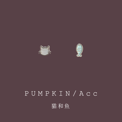 【南瓜先生】蓝色小猫小鱼耳饰