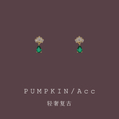 轻奢复古绿色水滴锆石耳夹无耳洞女简约气质高级感复古祖母绿耳环