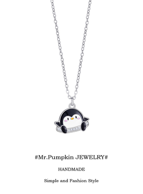 可爱小企鹅吊坠项链女