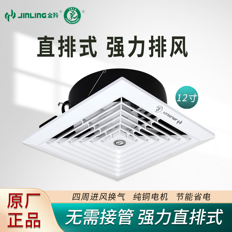 金羚排气扇/换气扇 吸顶式12寸天花直排排风扇抽风机 APT30-5-1