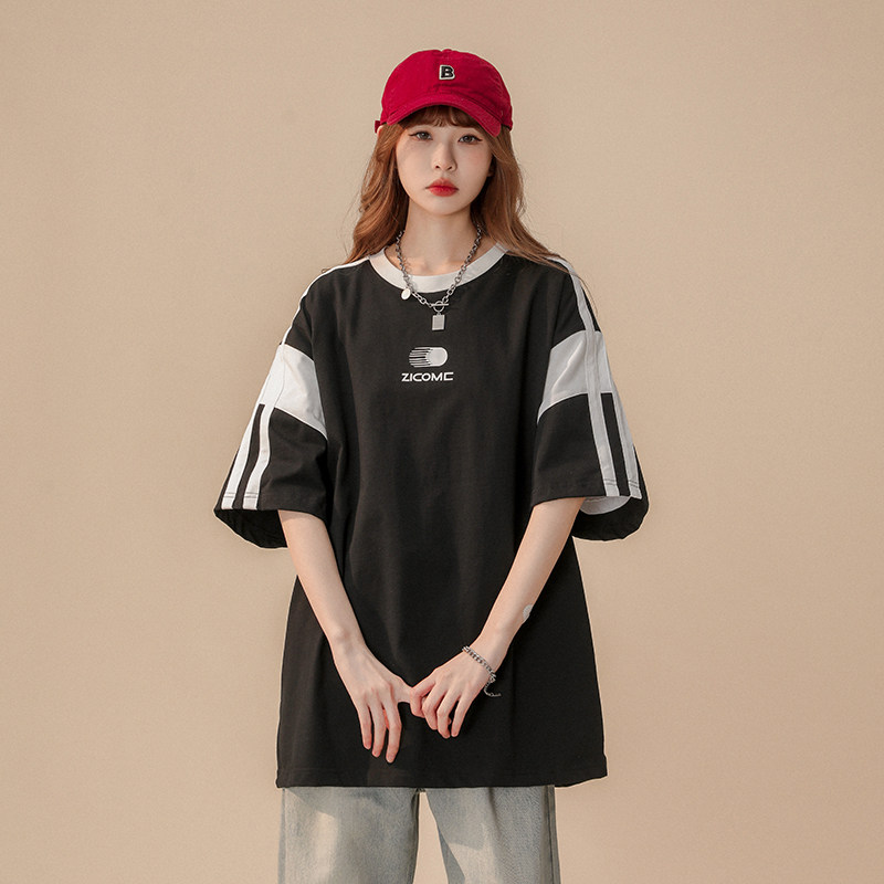 2023新款短袖T恤中性风拼接229TX804P38控48,女装T恤,星座229