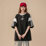 2023新款短袖T恤中性风拼接229TX804P38控48，女装T恤，星座229