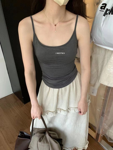 磨毛黑色美背吊带背心女秋冬保暖带bra外穿内搭上衣 METWO 22023