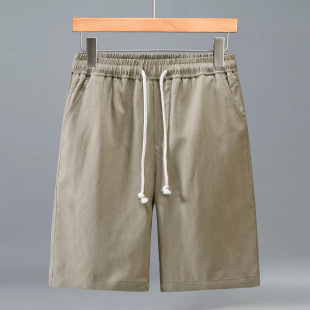 中青年休闲五分裤 天丝亚麻短裤 透气宽松莱赛尔麻料沙滩裤 夏季 男士