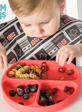 Bumkins儿童餐盘分格吸盘注水保温碗宝宝餐具婴儿硅胶防摔辅食碗