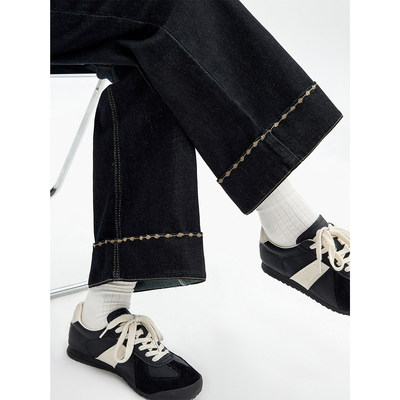 加绒直筒牛仔裤女大尺码2