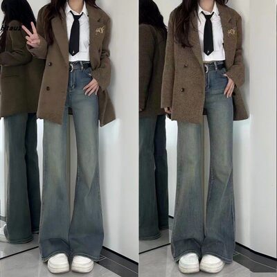 美式覆古微喇牛仔裤女202