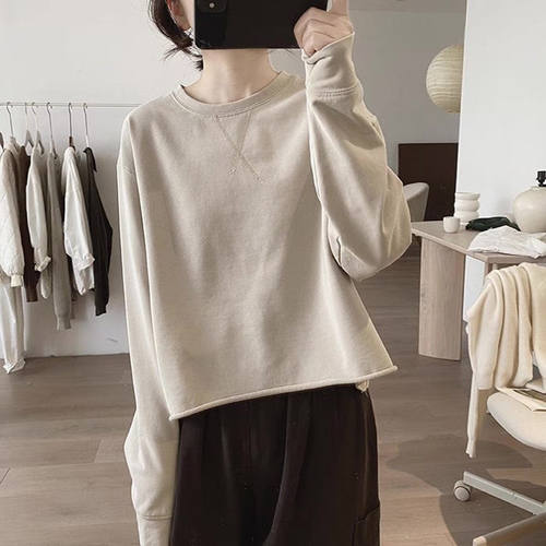 白色长袖T恤女2025新款圆