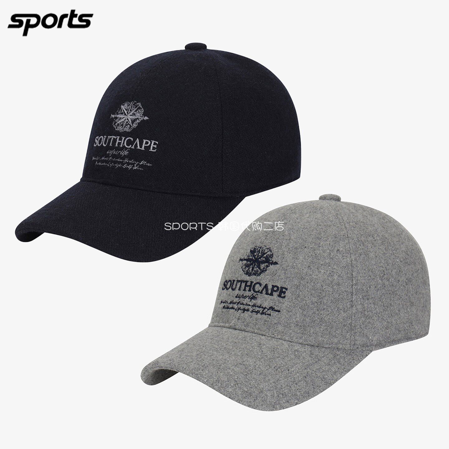 韩国代购southcape高尔夫穿搭26秋绒面保暖防风简约运动男棒球帽