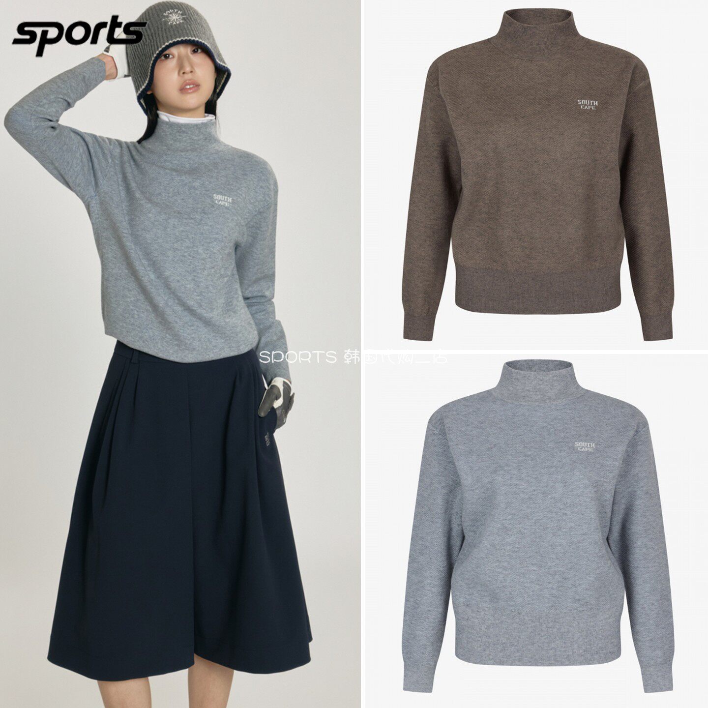 韩国代购southcape高尔夫26年秋冬保暖抗寒高领户外针织衫毛衣女