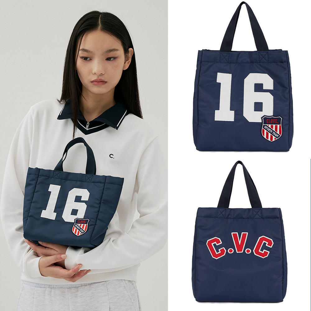 韩国代购clove高尔夫穿搭25年秋冬户外字母刺绣帆布便捷手提包女