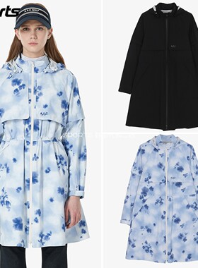 韩国代购APC高尔夫穿搭26年春夏便携连帽收腰中长户外雨衣外套女