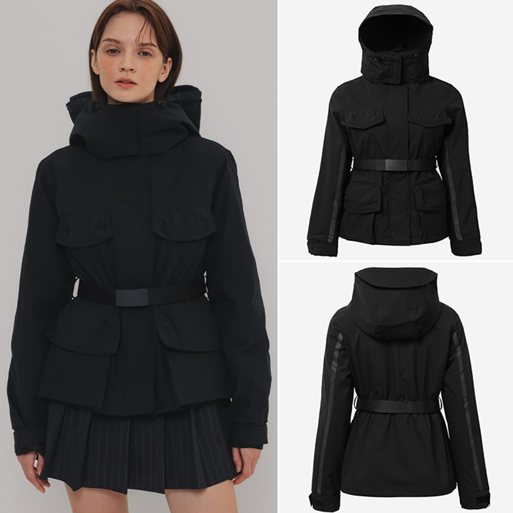 韩国代购OBER高尔夫穿搭25秋冬防风抗寒腰带运动工装外套羽绒服女