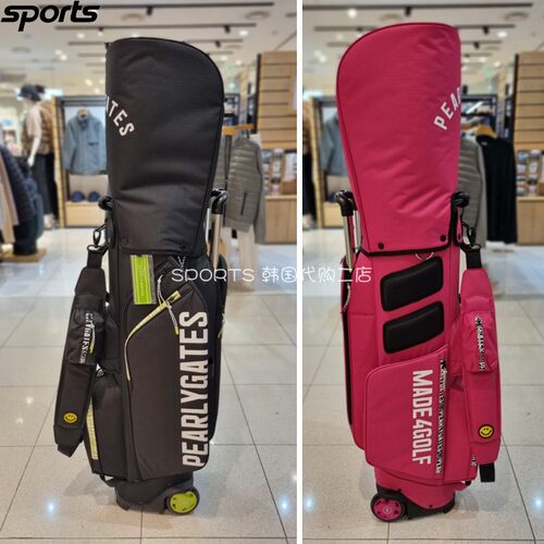 韩国代购pearly gates高尔夫配饰26春夏女字标轻便滑轮立式球杆包