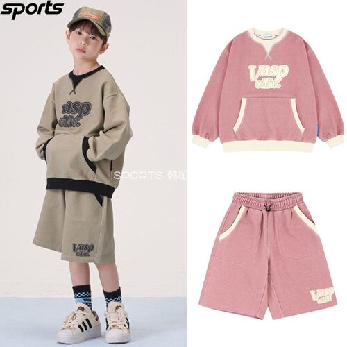 韩国代购VIA SEPTEMBER高尔夫26年春ins宽松卫衣短裤运动儿童套装