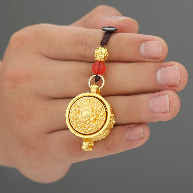 唐腾钥匙扣金属沙金聚宝盆十二