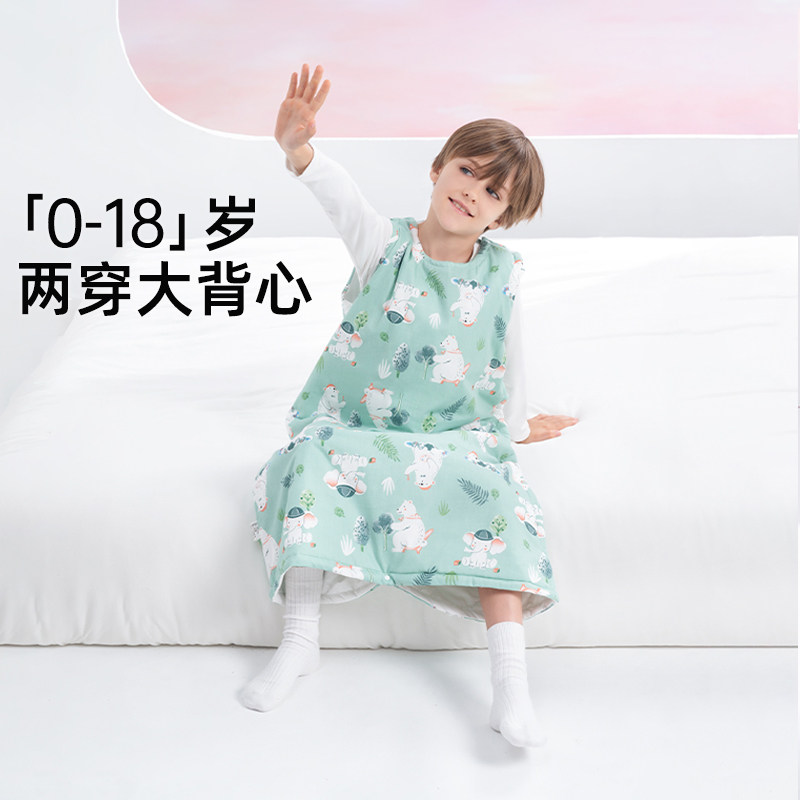 儿童睡袋春秋冬款冬季加厚背心式纯棉宝宝中大童睡觉防踢被子神器