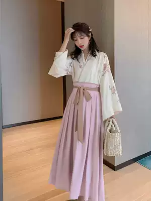 Lan language large size women's autumn new fat sister mm Chinese style improved Hanfu suit temperament age three-piece set