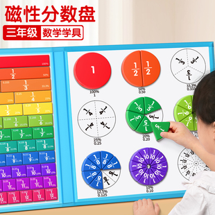 三年级数学教具磁吸分数盘磁性学习全套磁力演示器小学上册贴学具