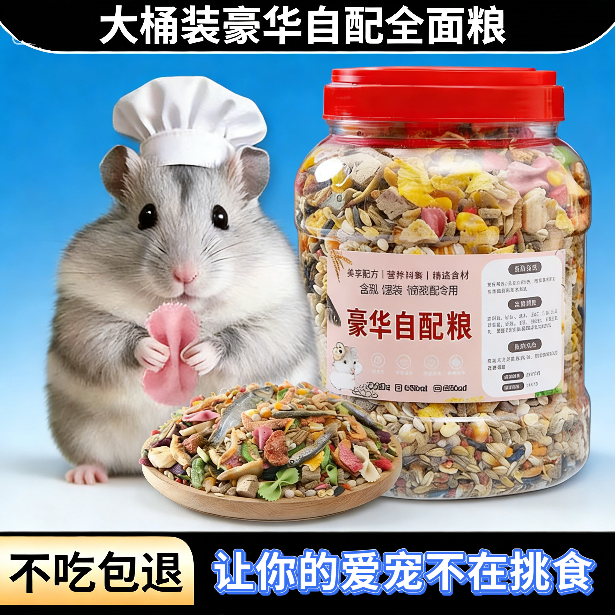 仓鼠冻干豪华自配粮花枝鼠全套营养粮饲料混合五谷海鲜果蔬全面粮