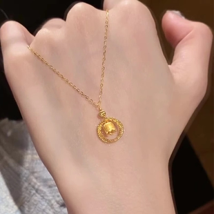 S925纯银黄金色铃兰花项链女轻奢小众高级感颈链2025年新款锁骨链