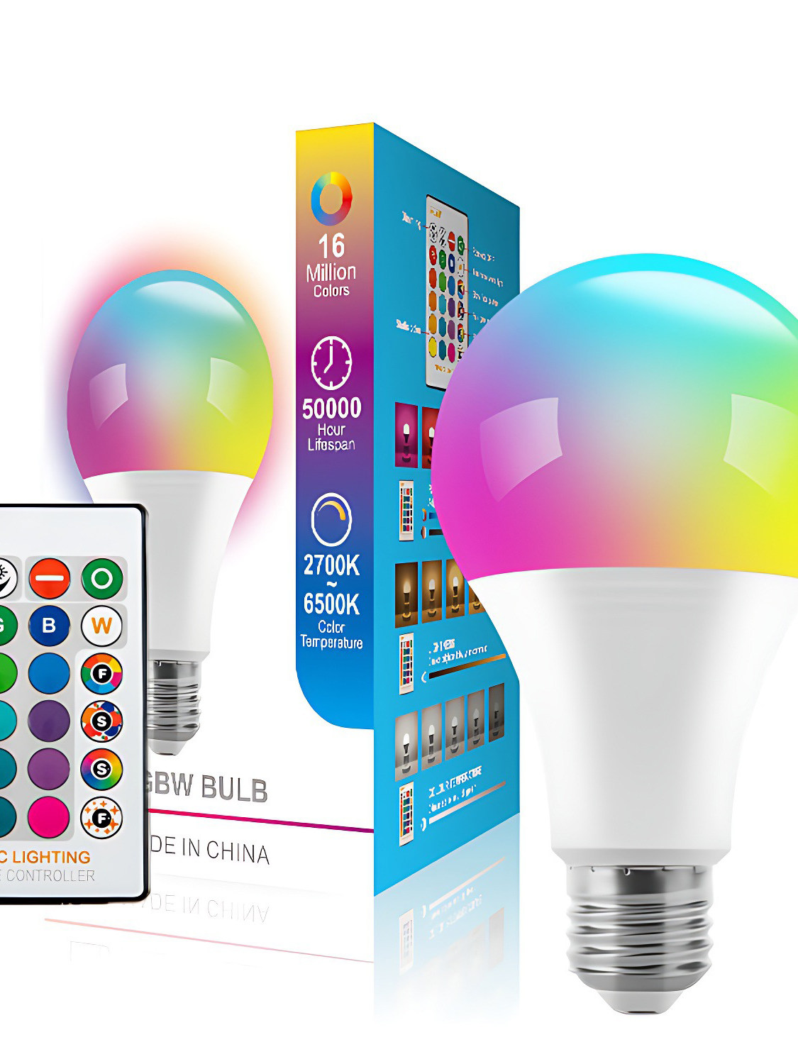 thumbnail for LED bulb seven color RGB bulb light 220VE27 screw mouth outdoor decoration indoor 110V remote control E26 US spec