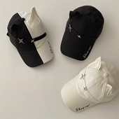 棒球帽街头时尚 2026新款 小狗耳朵甜酷棒球帽黑白拼色个性 百搭帽子