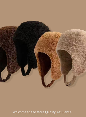 灯芯绒飞行帽子男女雷锋帽秋冬季羊羔毛护耳帽户外御寒帽韩版骑车