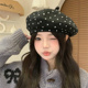 日系小众波点贝雷帽女夏季 薄款 八角蓓蕾帽ins网红复古英伦画家帽