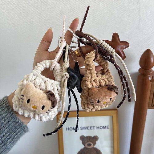 黑皮Kitty手工毛线编织挂件