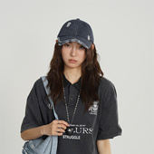 亲子款 街头破洞重工水洗牛仔鸭舌儿童帽子 韩版 个性 棒球帽男女同款