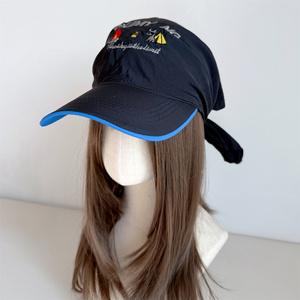 童趣卡通刺绣火焰图案速干头巾帽夏天透气薄款防水嘻哈帽防晒帽子