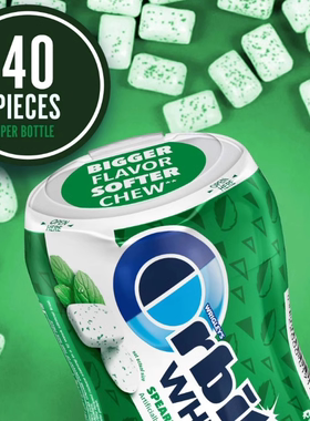 美国Orbit 无糖木糖醇亮白护齿口香糖spearmint留兰香薄荷40粒/