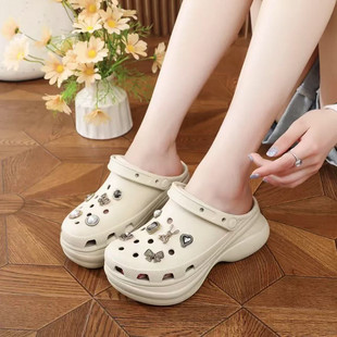 鲸鱼高跟6.1cm洞洞鞋女式夏季外穿厚底防滑eva防臭沙滩爆款凉拖鞋
