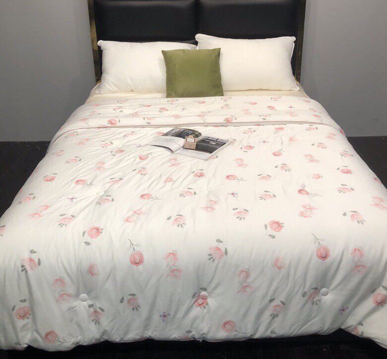 高级典雅小资款春秋被高端被芯贡缎丝棉印花面料柔软舒服亲肤保暖