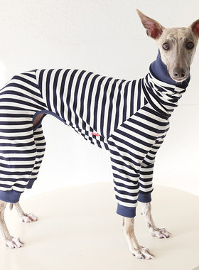 意大利小灵缇彩色条纹棉睡衣惠比特犬宠物衣服瘦长细狗四脚家居服